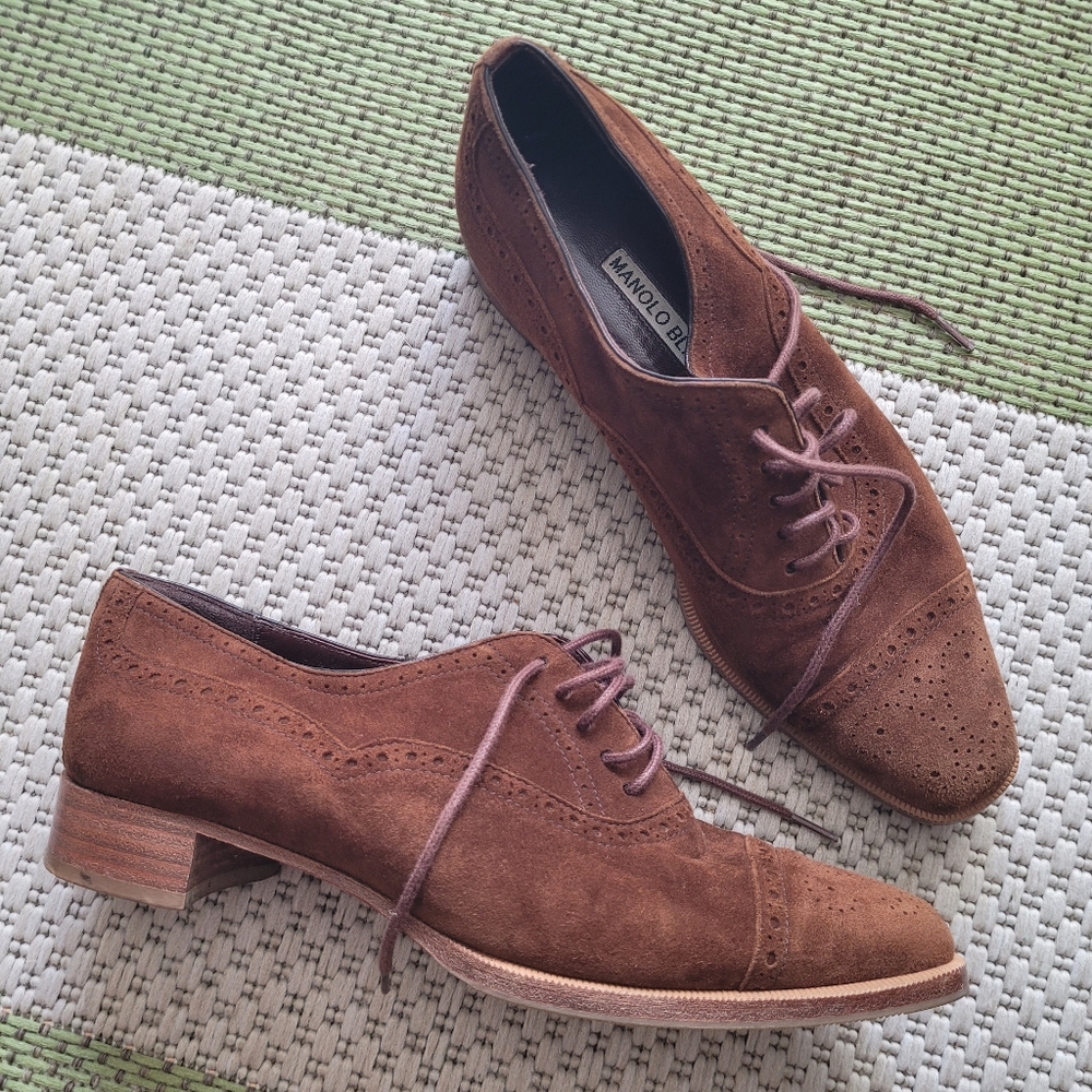 Manolo Blahnik Vintage Brown Suede Women's Loafers